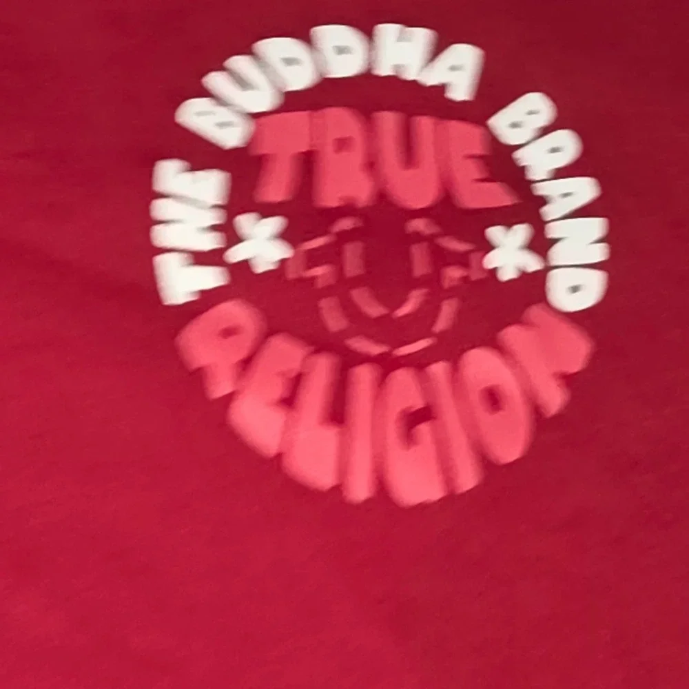 True Religion Mens Bubble Warp Embroidered Buddha Logo Tee Red‎ Small
